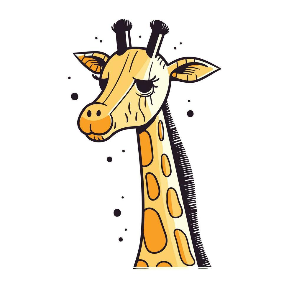 mignonne dessin animé girafe isolé sur blanc Contexte. vecteur illustration.