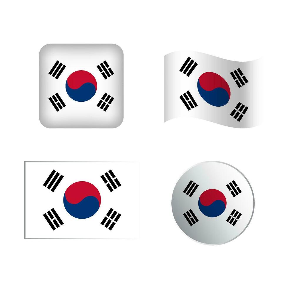 vecteur Sud Corée nationale drapeau Icônes ensemble