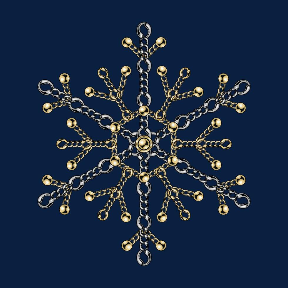 luxe flocon de neige fabriqué de bijoux or Chaînes vecteur