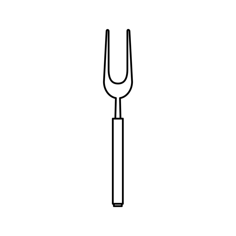 icône de style de ligne outil fourchette barbecue couverts vecteur