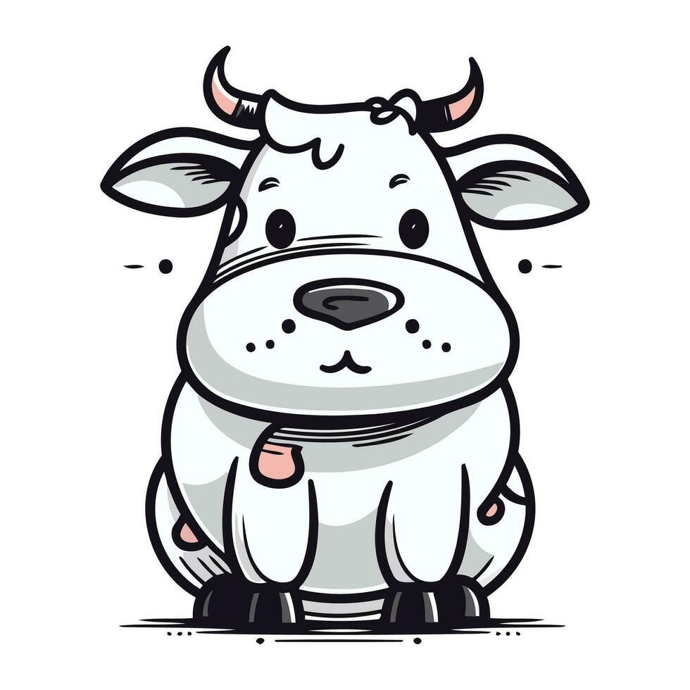 mignonne dessin animé vache. vecteur illustration. isolé sur blanc Contexte.