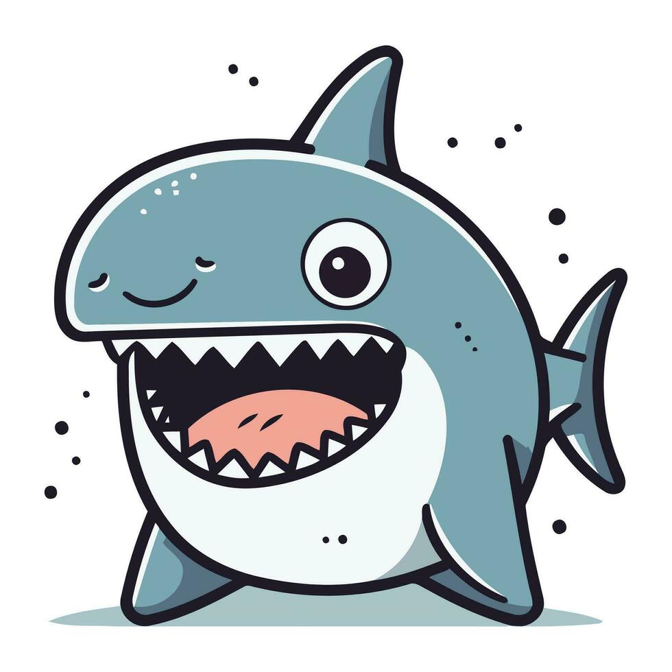 requin marrant dessin animé personnage. vecteur illustration de une mignonne dessin animé requin.