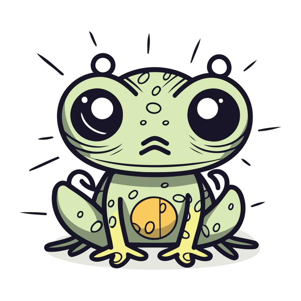 grenouille avec une triste expression. vecteur illustration dans dessin animé style.