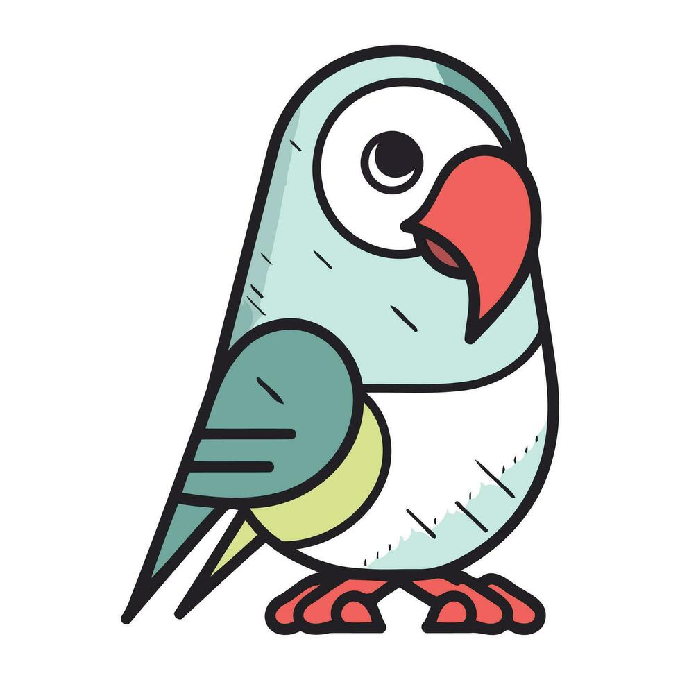 dessin animé perroquet isolé sur blanc Contexte. vecteur illustration de mignonne perroquet.