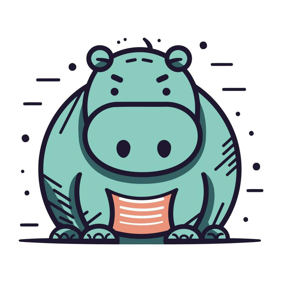 mignonne hippopotame. vecteur illustration de une dessin animé hippopotame.