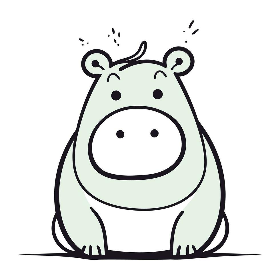 mignonne dessin animé hippopotame. vecteur illustration. isolé sur blanc Contexte.