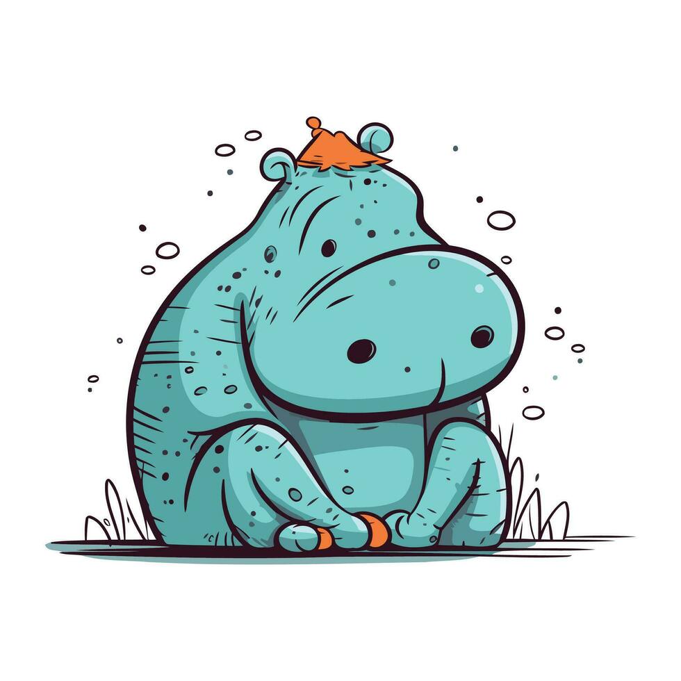 mignonne hippopotame. vecteur illustration de une dessin animé hippopotame.