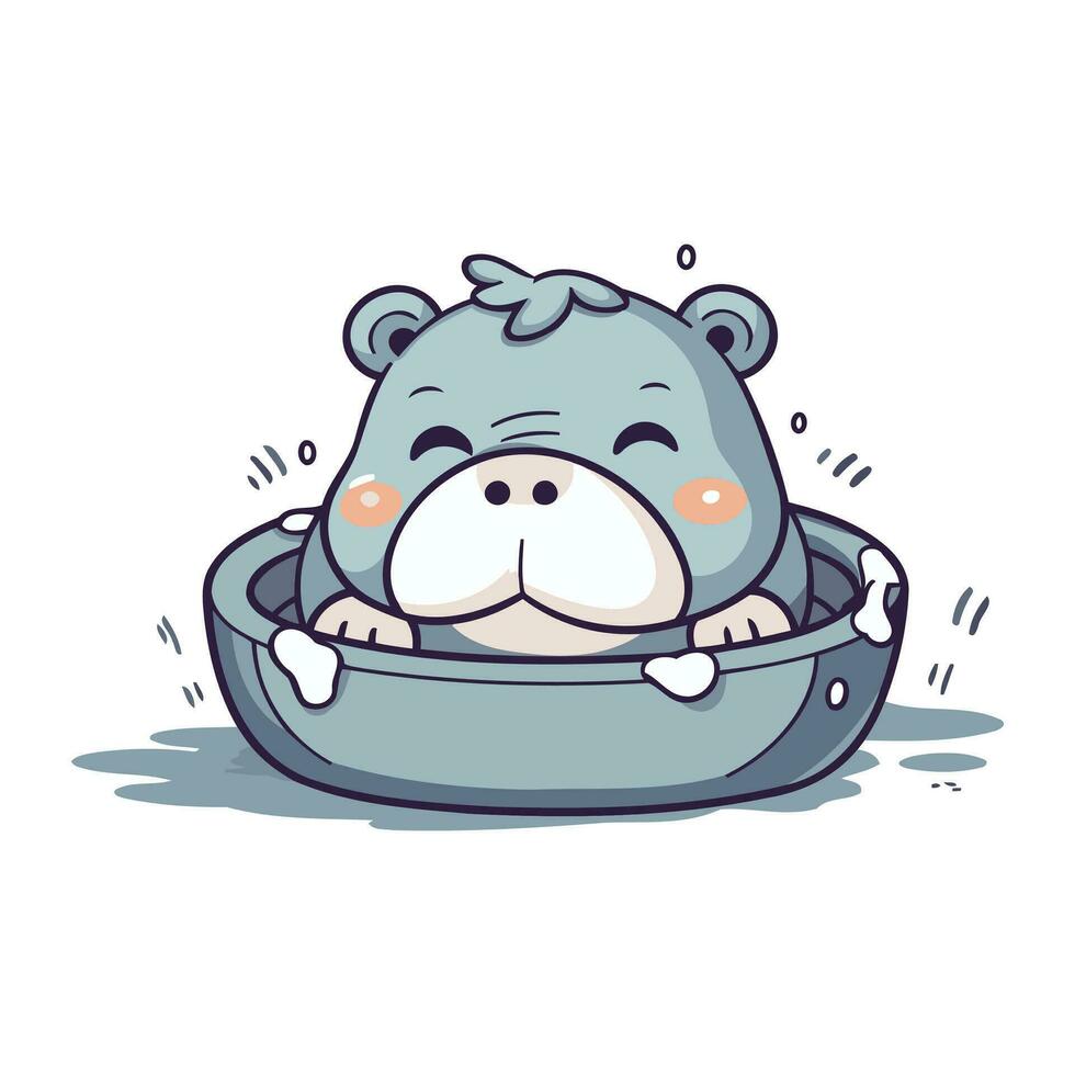 mignonne hippopotame dessin animé personnage dans une bain. vecteur illustration.