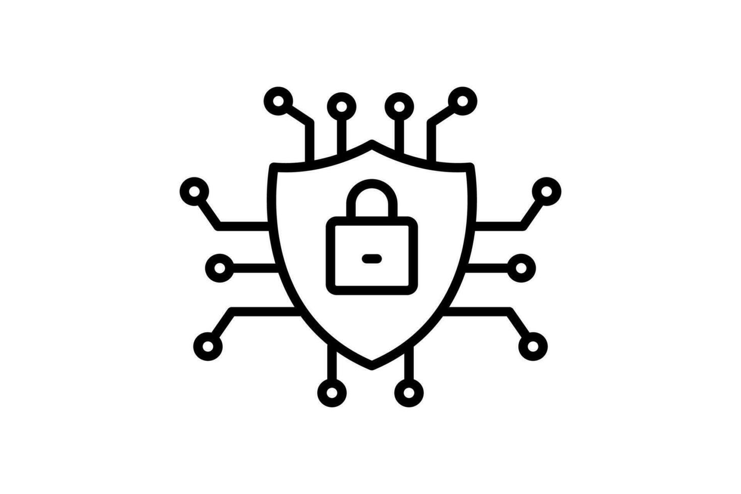 cyber Sécurité icône. bouclier avec cadenas et réseau. icône en relation à appareil, protéger, ordinateur technologie. ligne icône style. Facile vecteur conception modifiable
