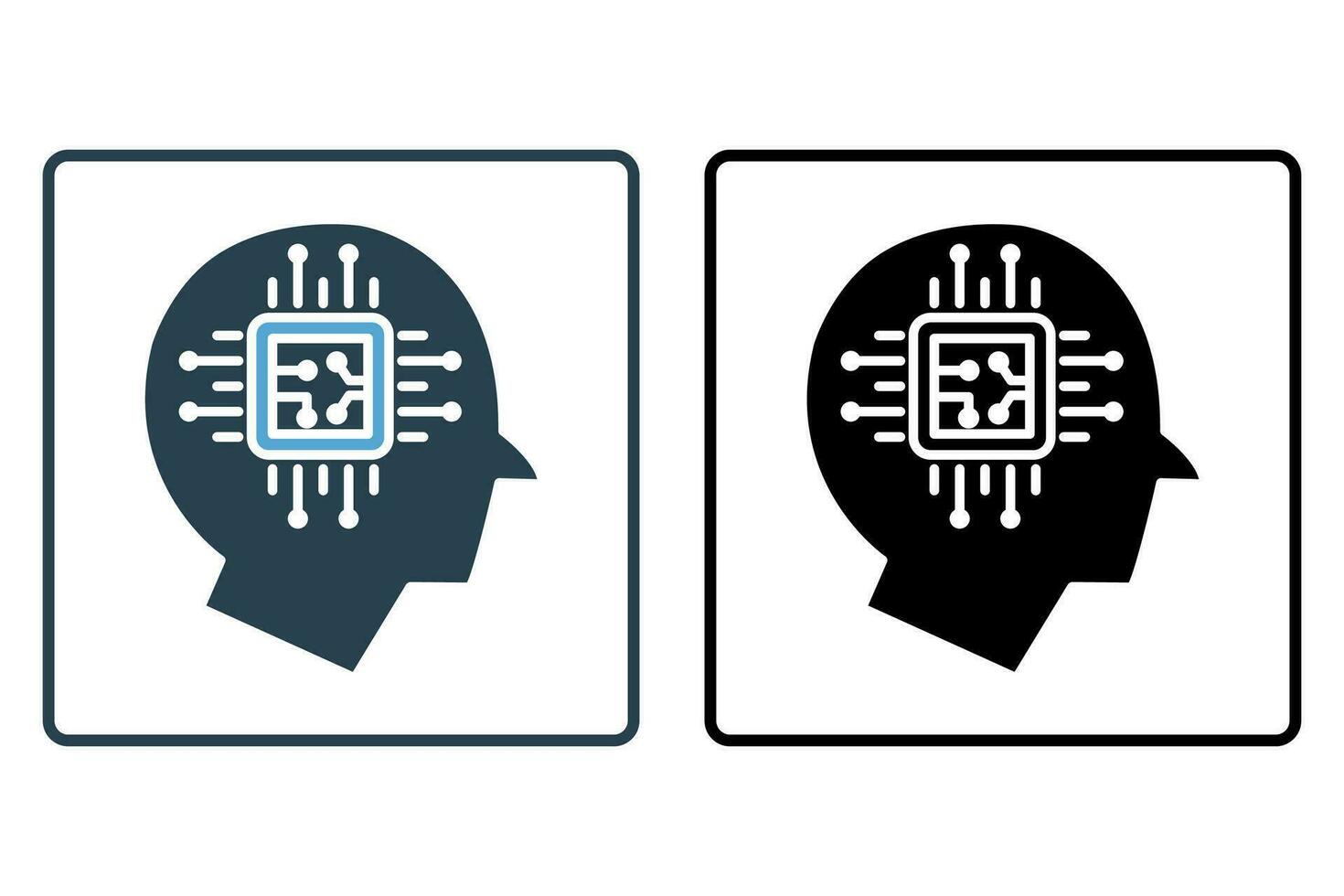 humanoïde icône. tête avec CPU. icône en relation à affilier intelligence, appareil, ordinateur technologie. solide icône style. Facile vecteur conception modifiable