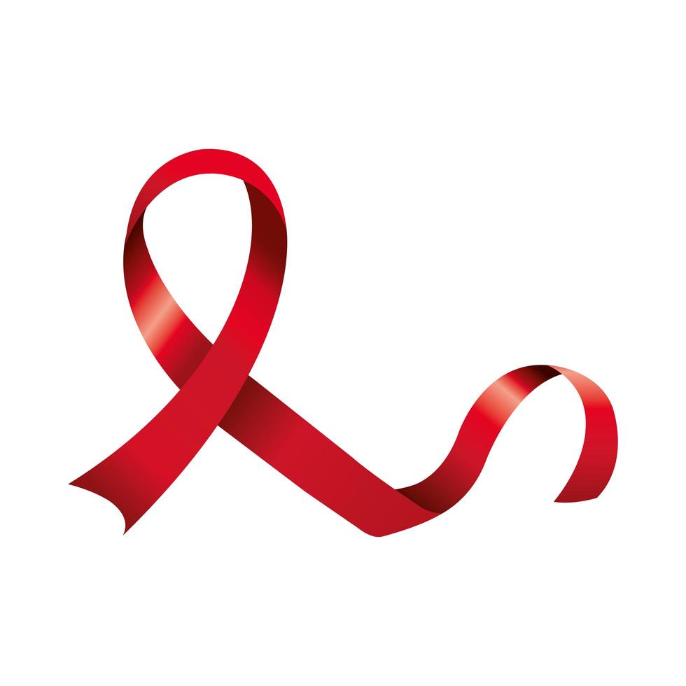 Icône isolé de ruban de sensibilisation au sida vecteur