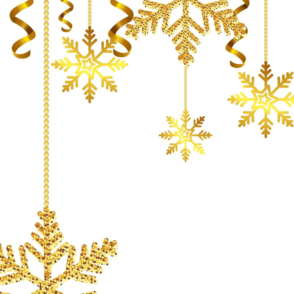 flocons de neige d'or de Noël suspendu icône isolé vecteur
