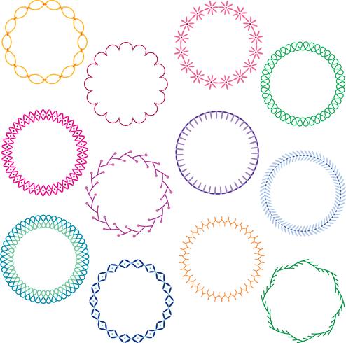 cadres de cercle cousus colorés vecteur