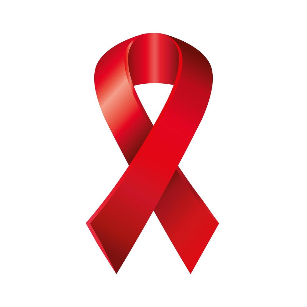 Icône isolé de ruban de sensibilisation au sida vecteur