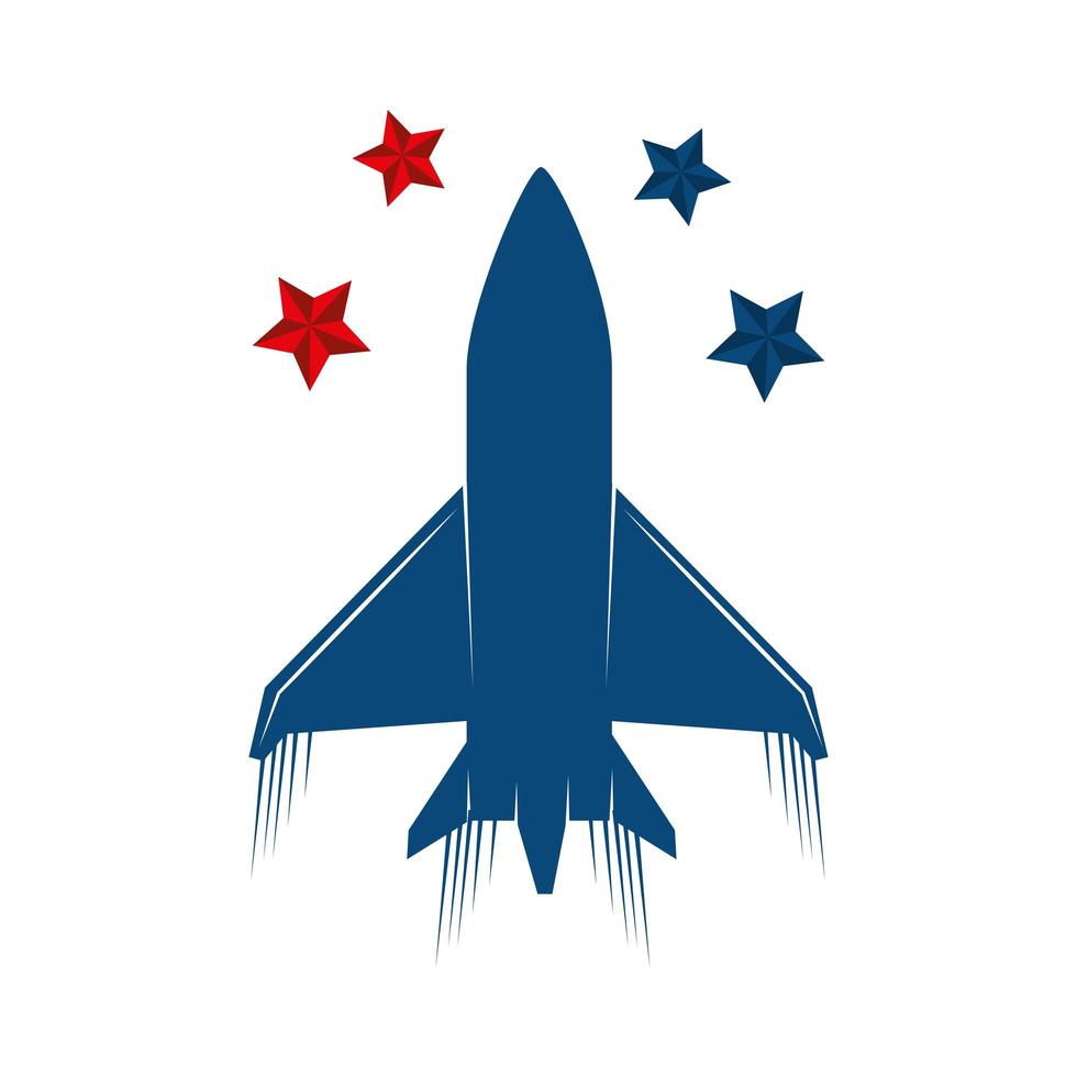 avion de l'armée américaine avec des étoiles icône isolé vecteur