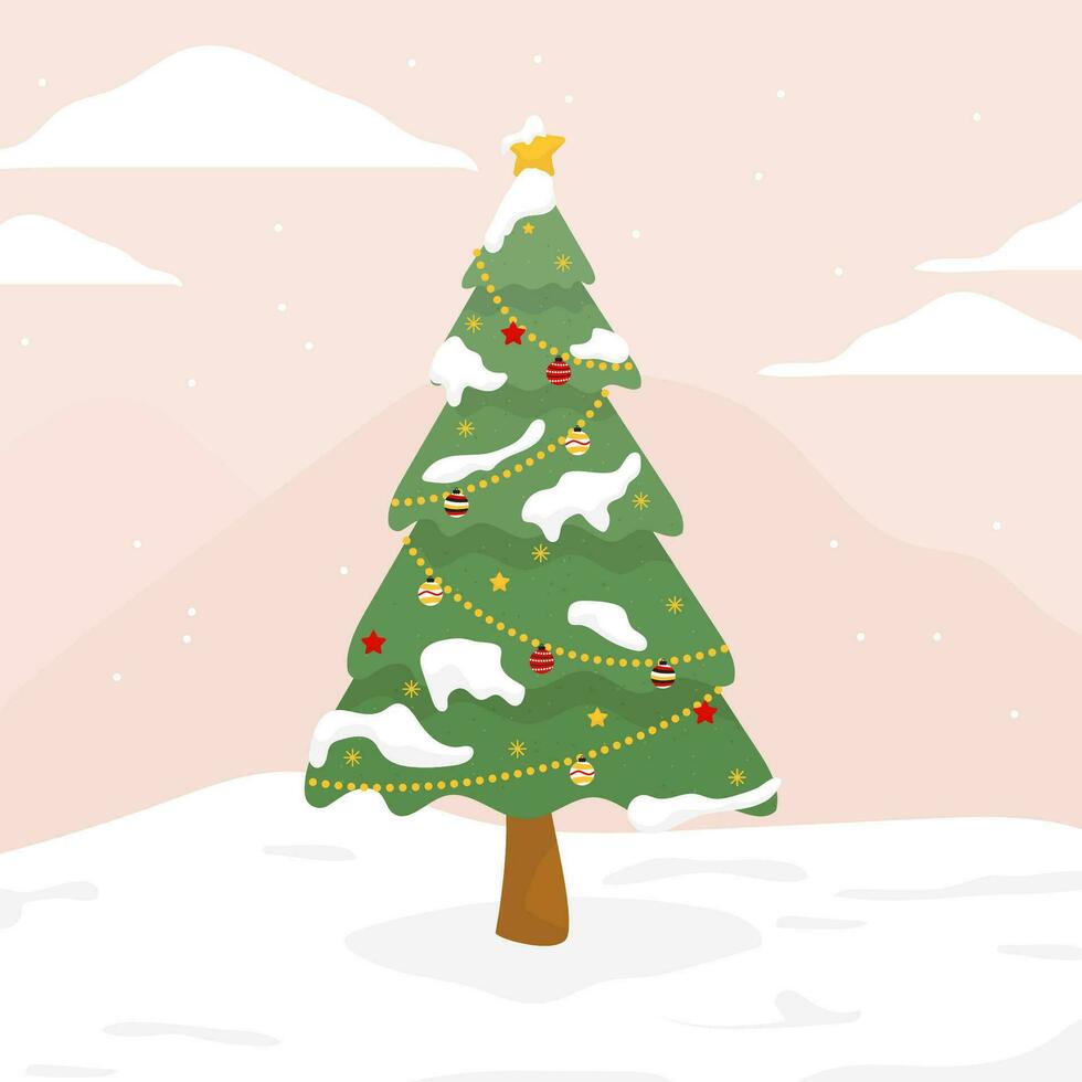 illustration de une ancien Noël arbre avec Noël ornements vecteur