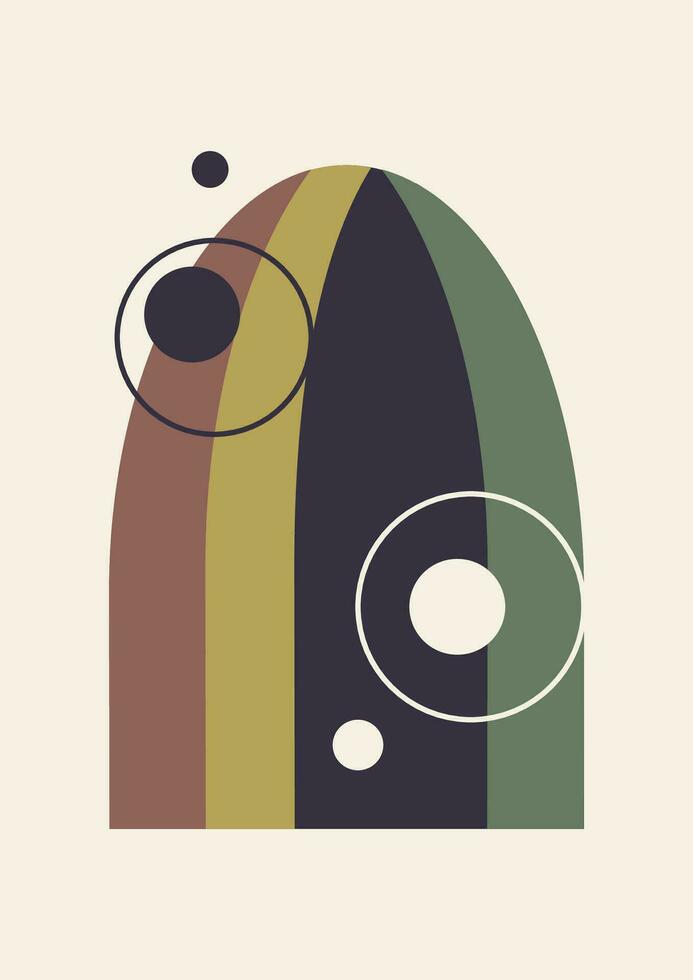 boho Accueil décor de cercle et lignes dans neutre couleurs. esthétique minimaliste impression avec arches dans moderne style. vecteur