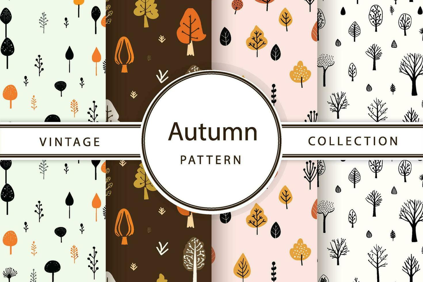 ancien l'automne collection, une symphonie de des arbres et feuilles dans vibrant couleurs vecteur