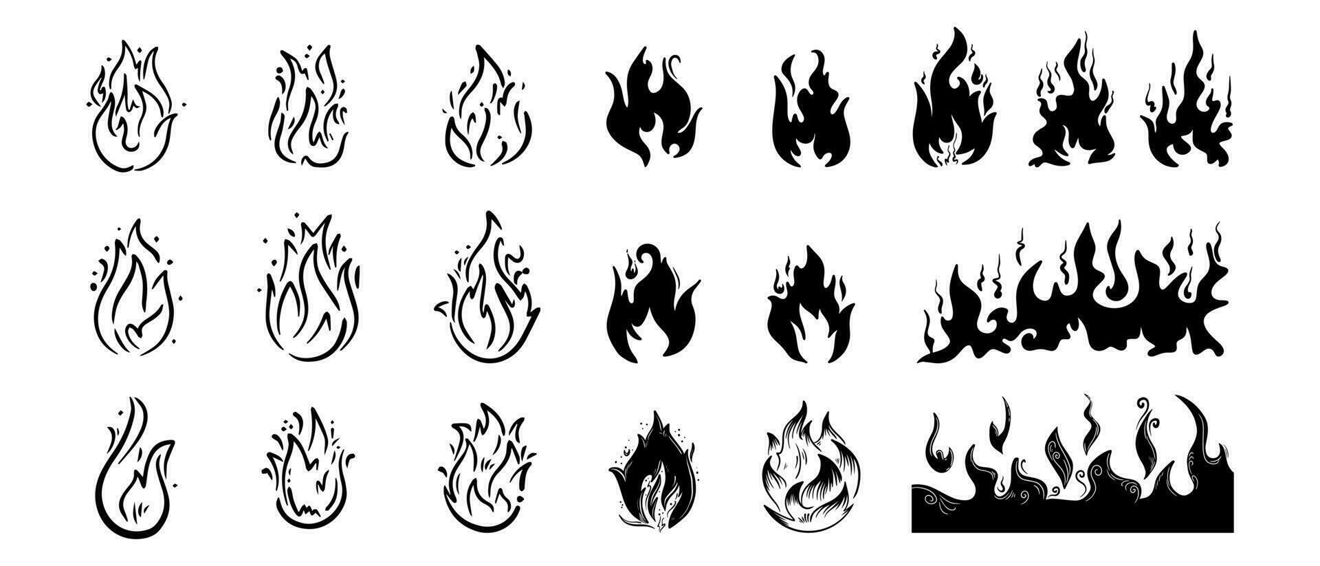 vecteur de feu, icône de flamme. icône noire isolée sur fond blanc.