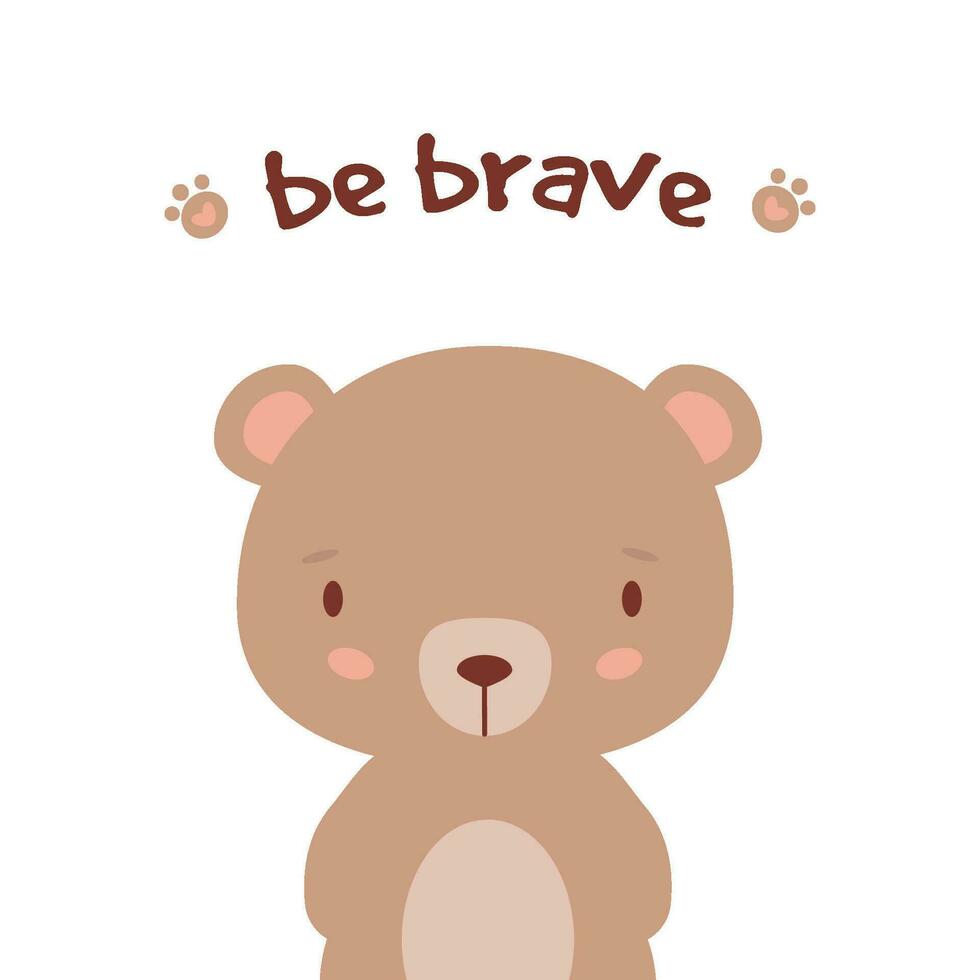 enfants illustration avec une mignonne nounours ours. bébé douche salutation carte vecteur