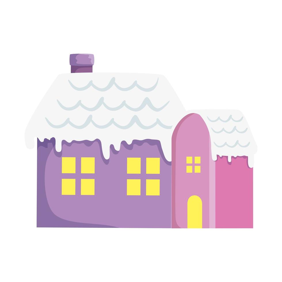 maisons avec icône isolé de neige vecteur