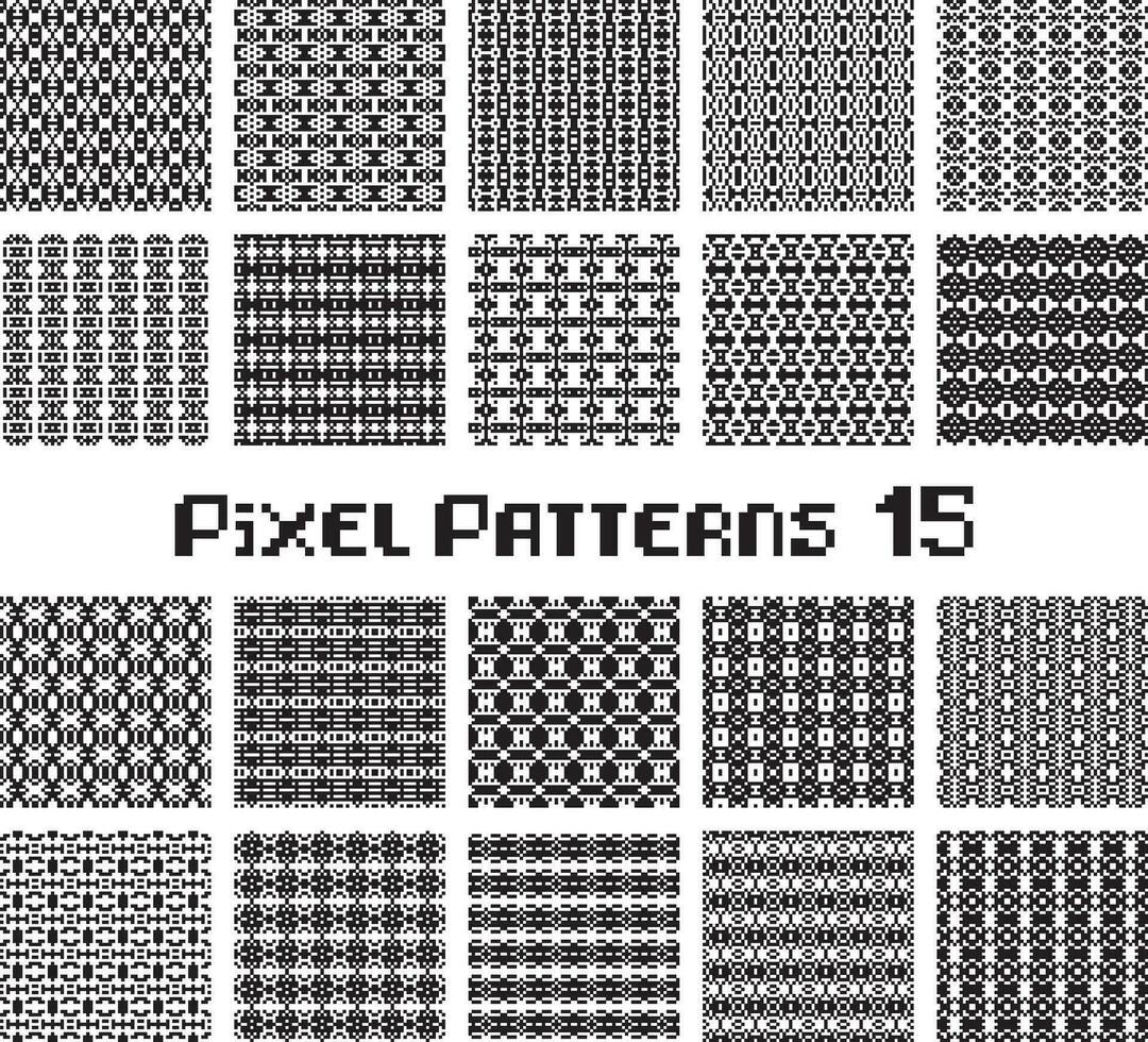 motif de pixels sans couture, couleur noir et blanc. motifs définis dans un design rétro. vecteur