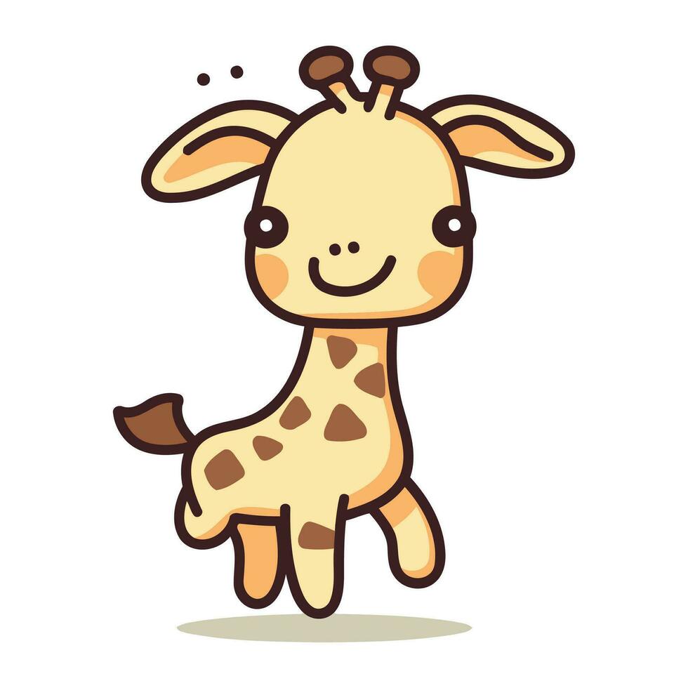 mignonne dessin animé girafe personnage. vecteur illustration sur blanc Contexte.