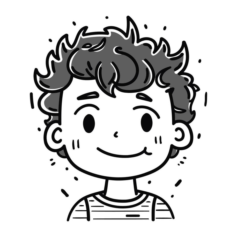 illustration de une dessin animé garçon avec une content expression sur le sien visage vecteur