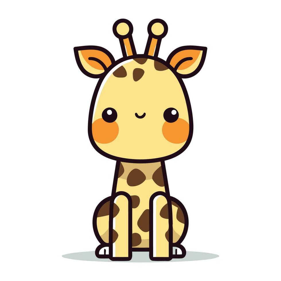 mignonne girafe séance dessin animé mascotte personnage vecteur illustration