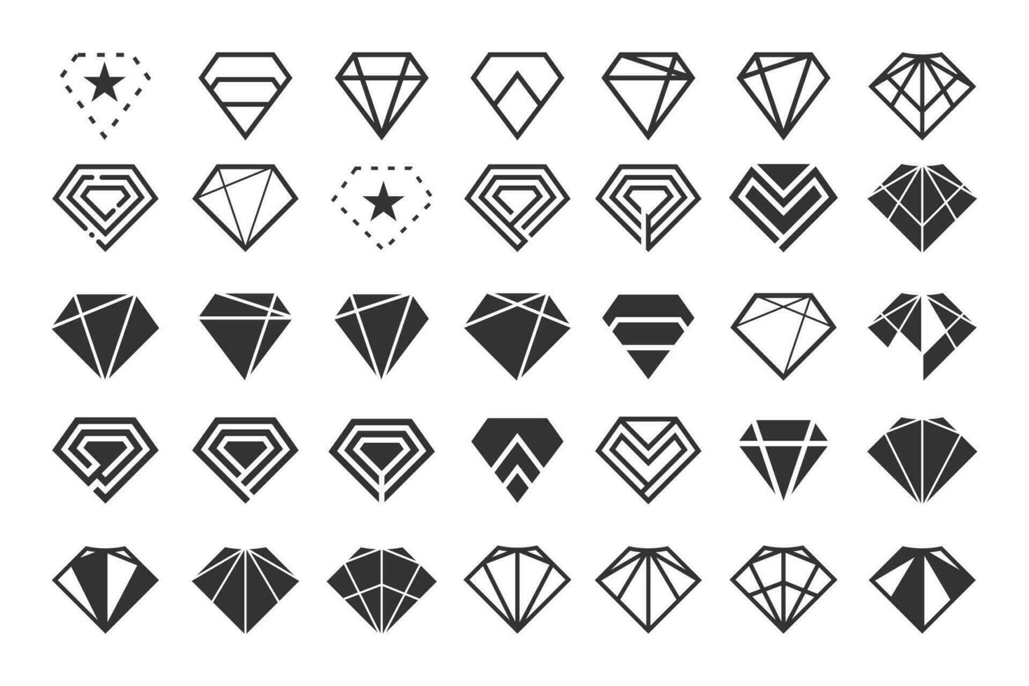 ensemble de diamant conception avec Créatif unique élément idée concept et icône vecteur
