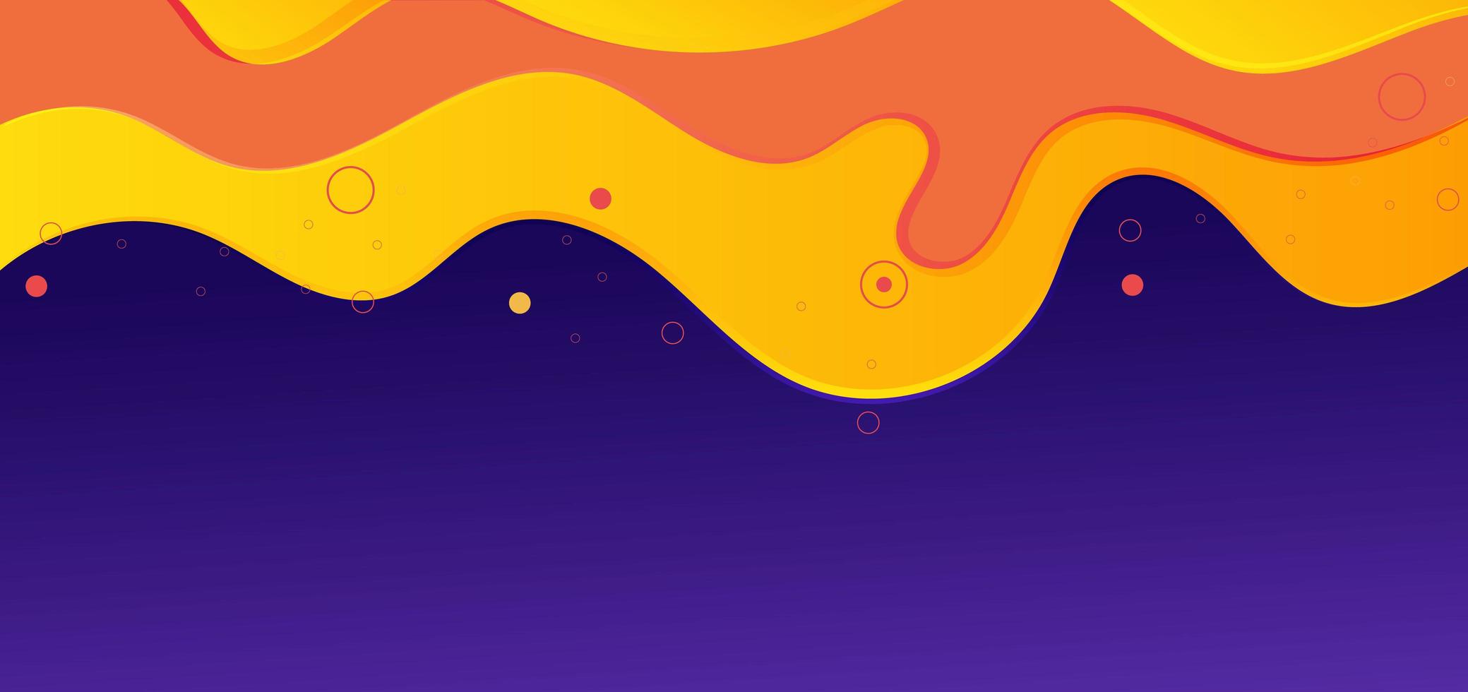 bannière web forme fluide jaune et orange moderne sur fond violet vecteur
