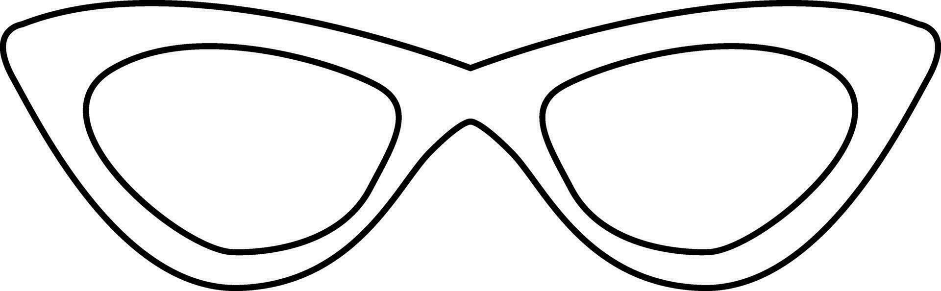 mince contour ligne de allongé chat œil des lunettes vecteur