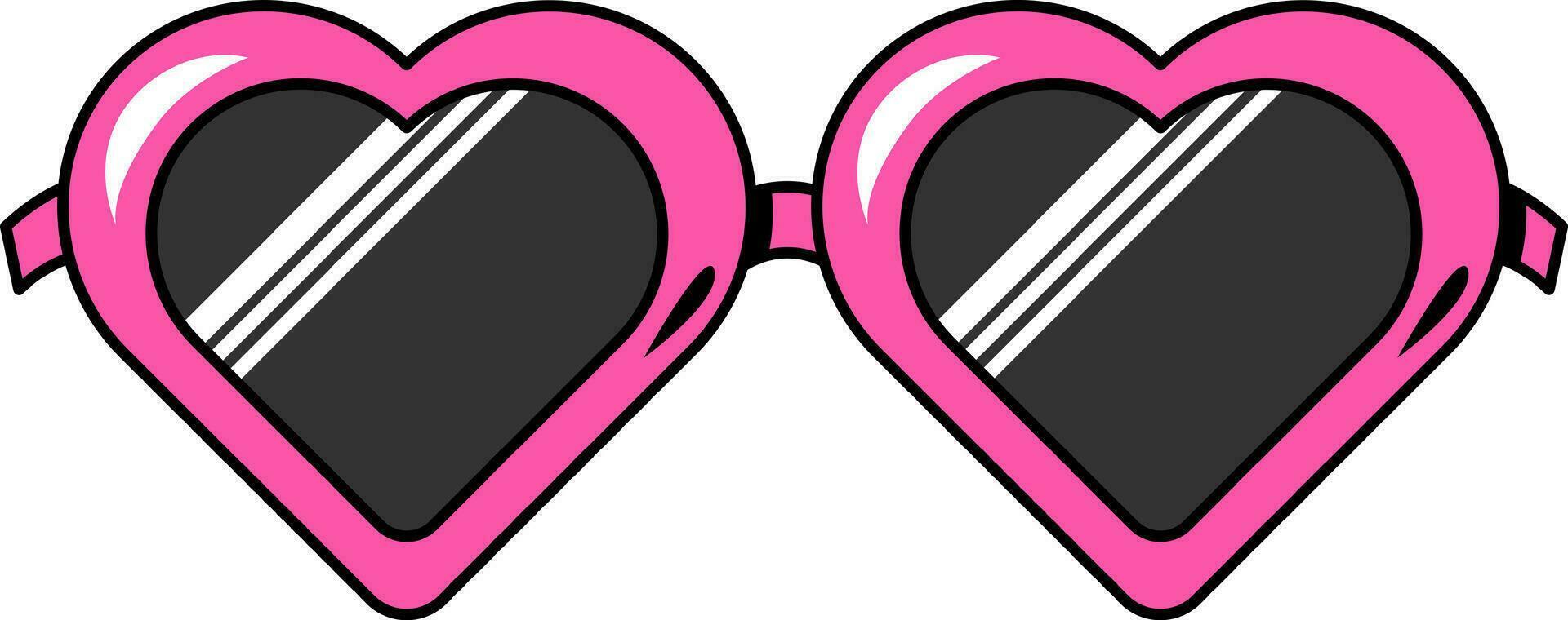 coloré caressé rose cœur en forme de des lunettes vecteur