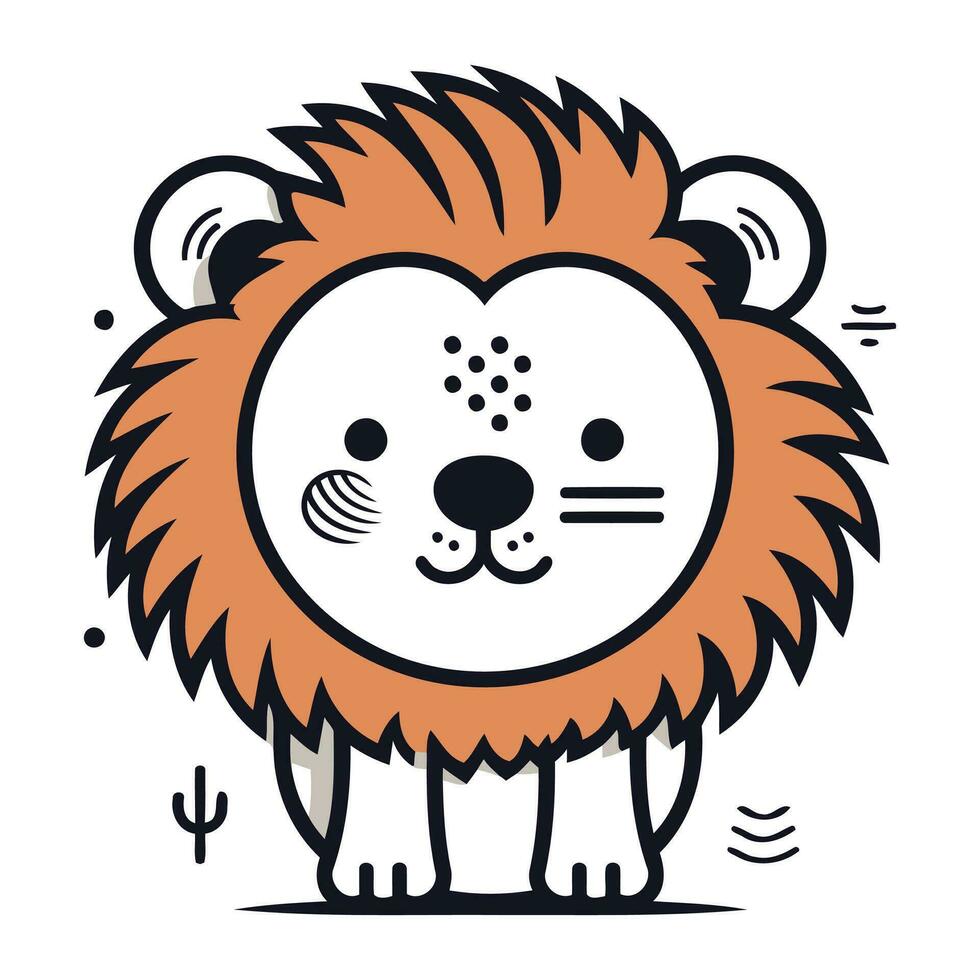 mignonne dessin animé lion. vecteur illustration isolé sur une blanc Contexte.