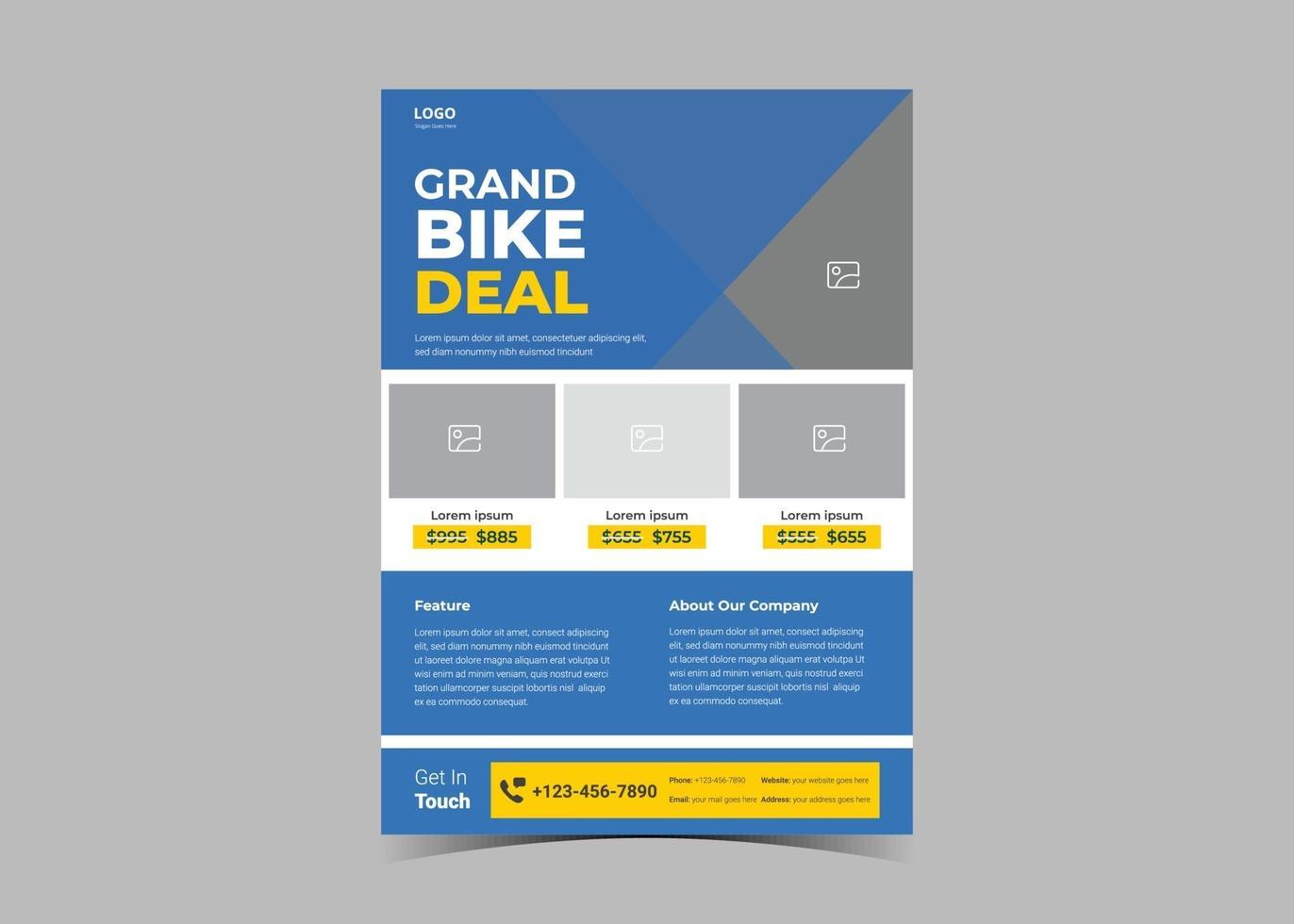 conception de flyer d'ouverture de magasin de vélos vecteur