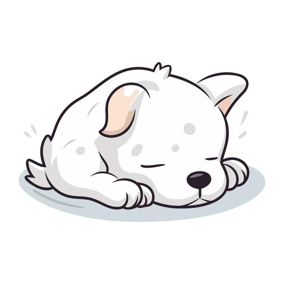 illustration de une mignonne blanc chiot en train de dormir sur le sol vecteur