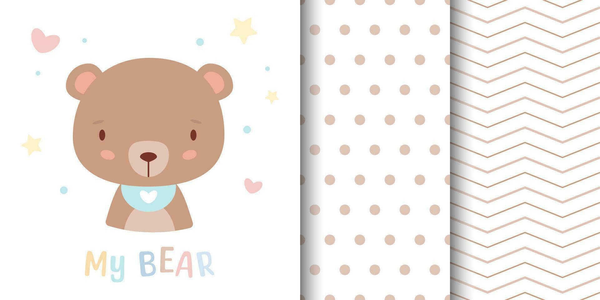 salutation carte avec mignonne ours et enfants modèle compagnon. sans couture modèle inclus dans échantillon panneau. vecteur