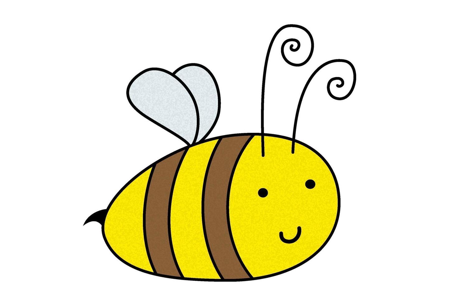 dessin animé belle abeille volante dessinée souriante avec piqûre. vecteur