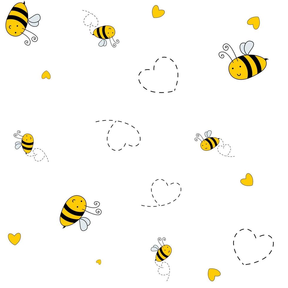 abeille mignon de fond sans couture pour textile pour enfants. vecteur