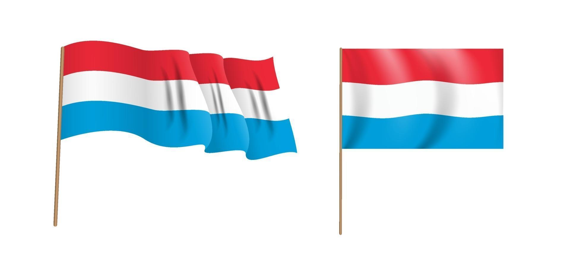 drapeau luxembourgeois ondulant naturaliste coloré. illustration vectorielle vecteur