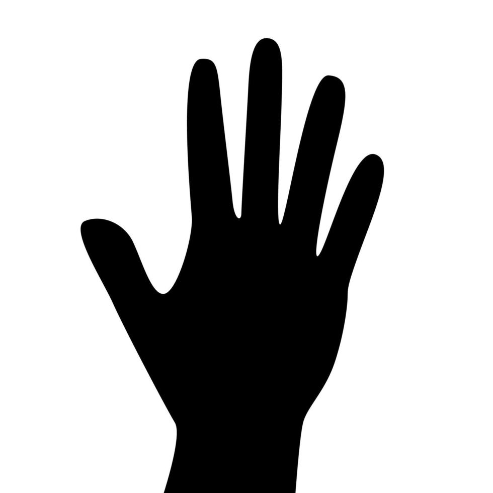 silhouette de la main noire isolé sur fond blanc vecteur