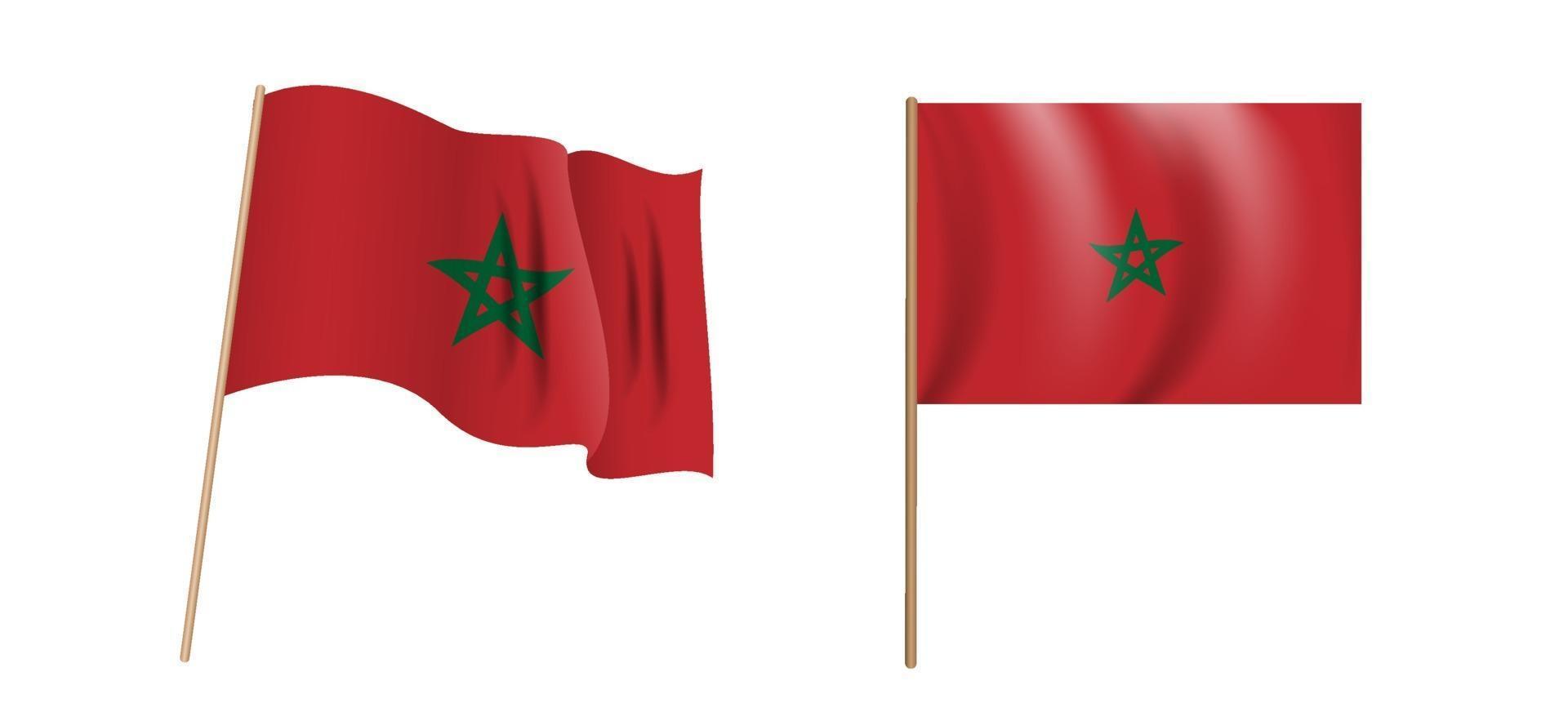 drapeau ondulant naturaliste coloré du royaume du maroc. vecteur