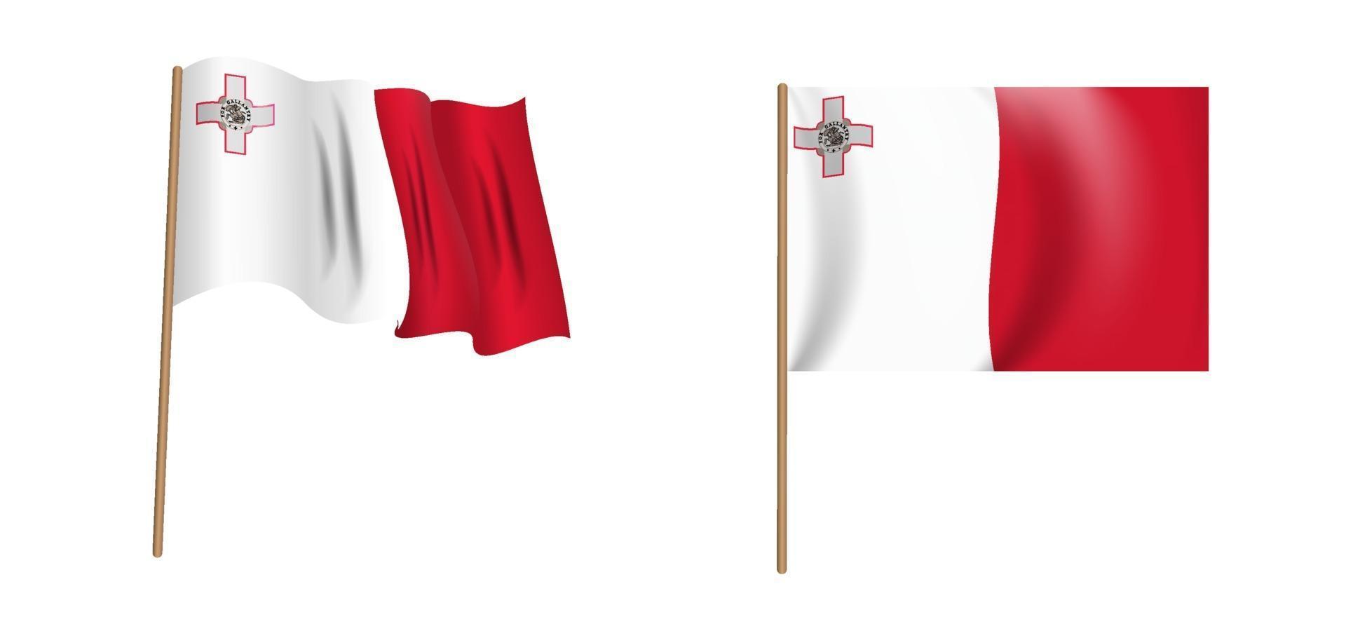 drapeau ondulant naturaliste coloré de la république de malte. vecteur
