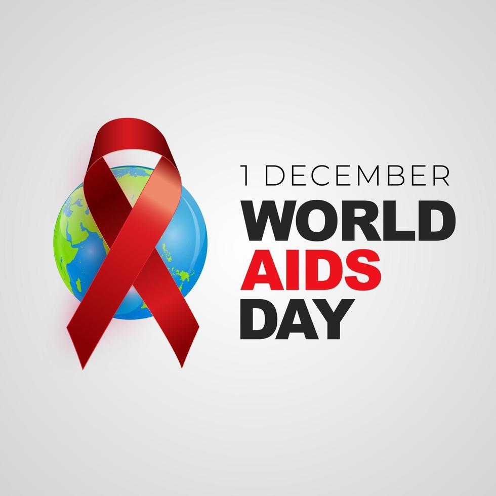 1er décembre concept de la journée mondiale du sida avec signe de ruban rouge vecteur