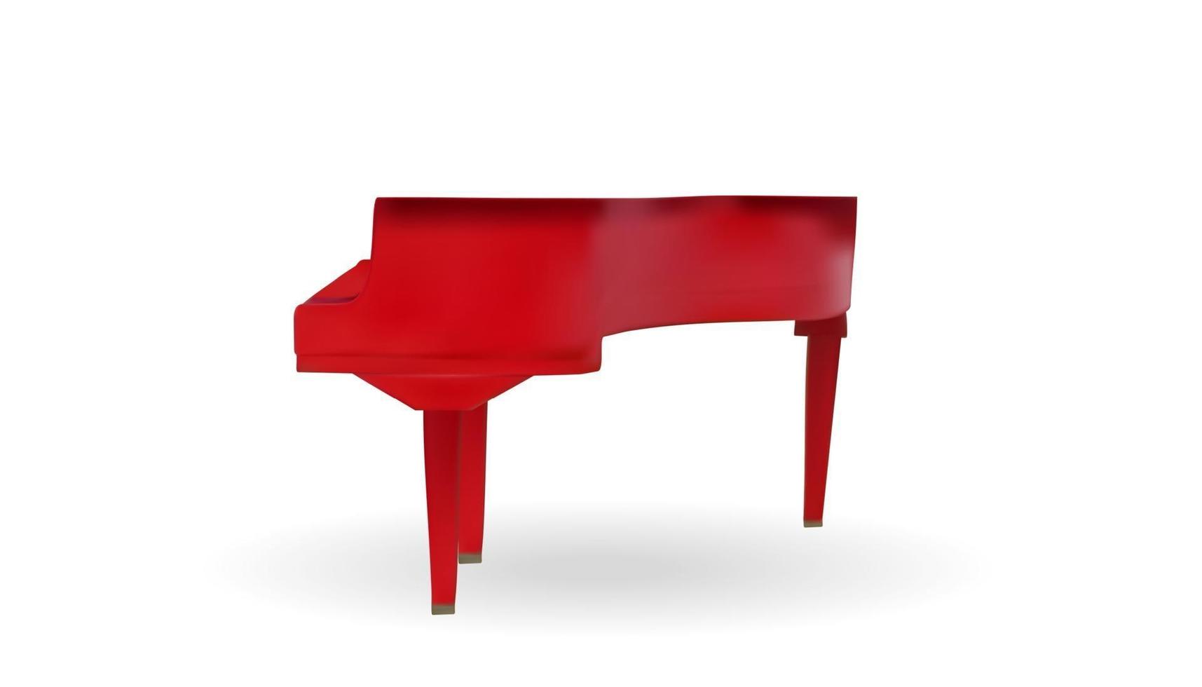 piano à queue rouge naturaliste sur fond blanc. illustration vectorielle vecteur