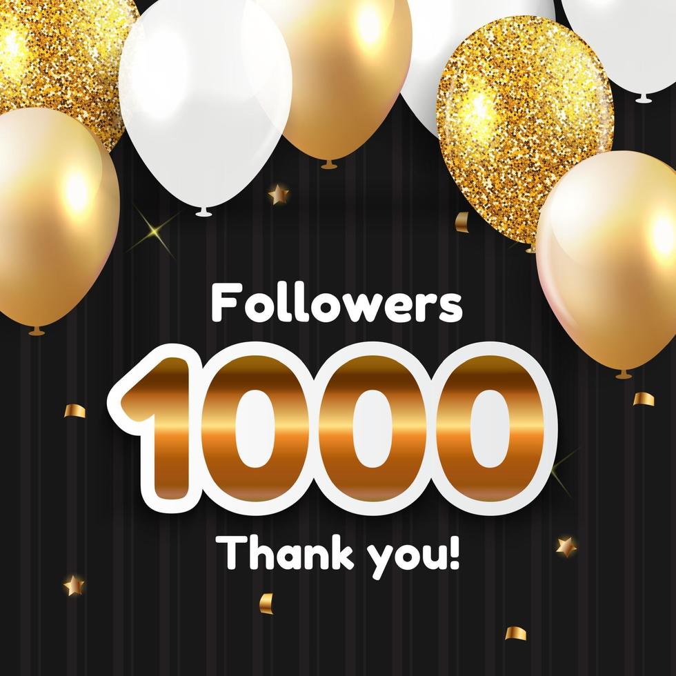 1000 abonnés, merci de fond pour les amis des réseaux sociaux vecteur