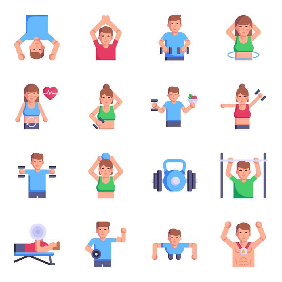 avatars de gym faisant de l'exercice vecteur