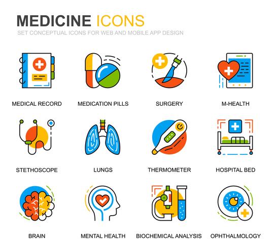 Simple Set Healthcare et Medicine Line Icons pour sites Web et applications mobiles vecteur