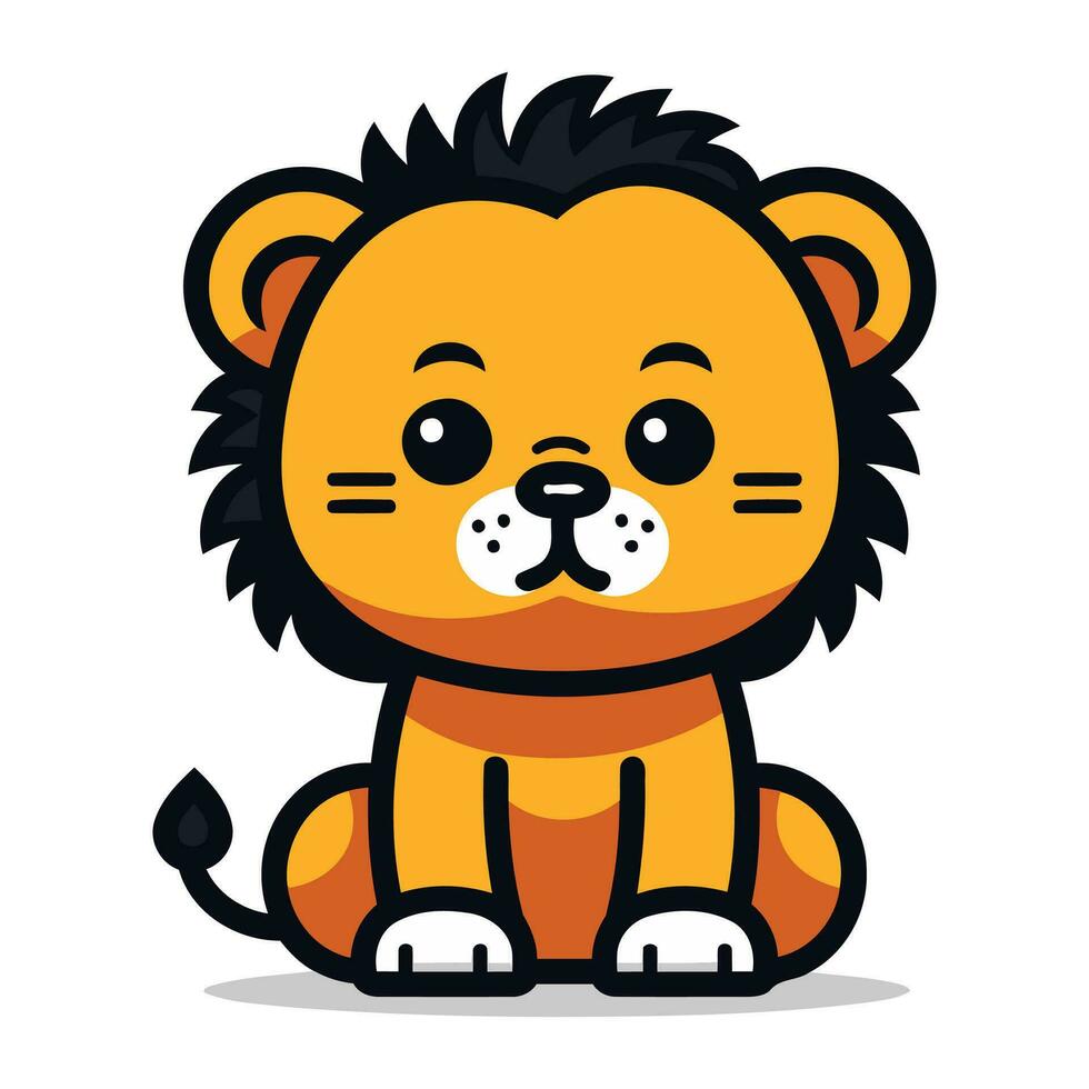 mignonne Lion dessin animé mascotte personnage vecteur icône illustration conception