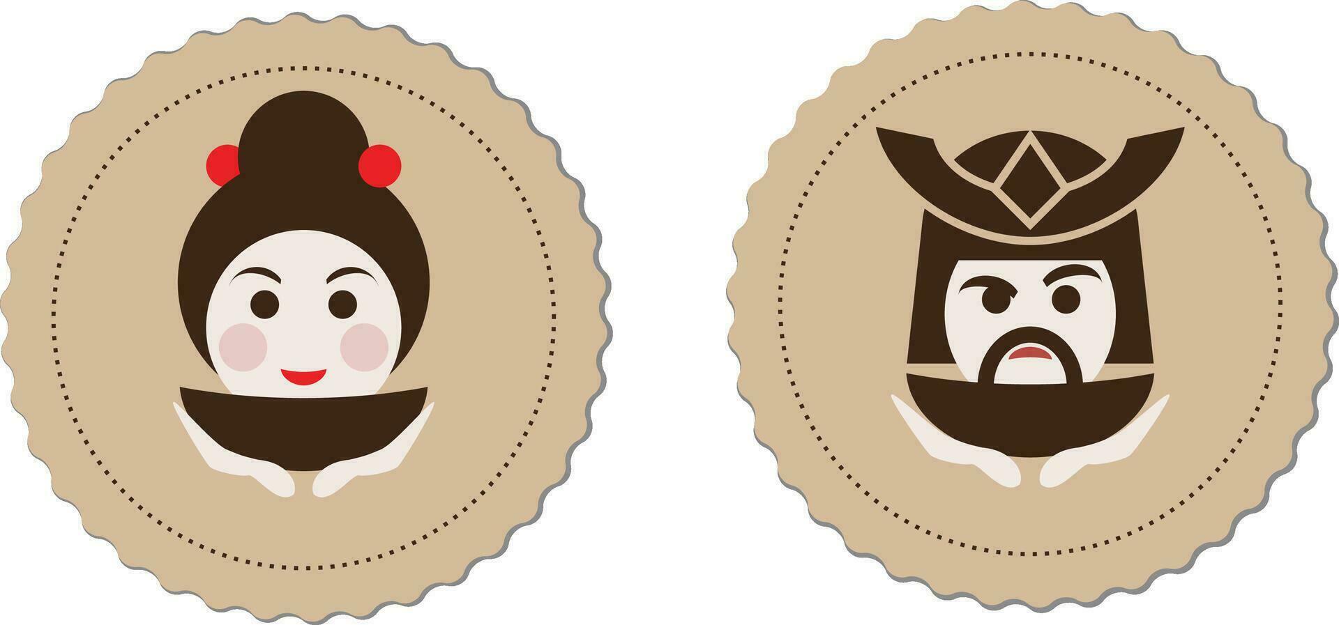 samouraï et geisha thé la cérémonie logo élément vecteur